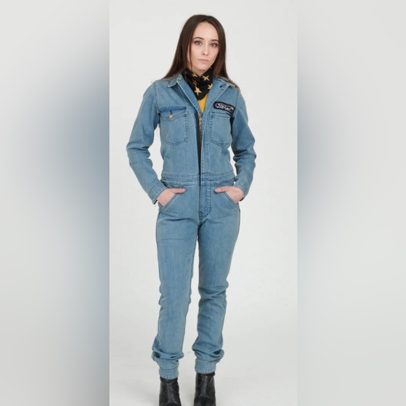 Denim jumpsuit, work suit, coverall; made in USA Woman owned company - Picture 1 of 16